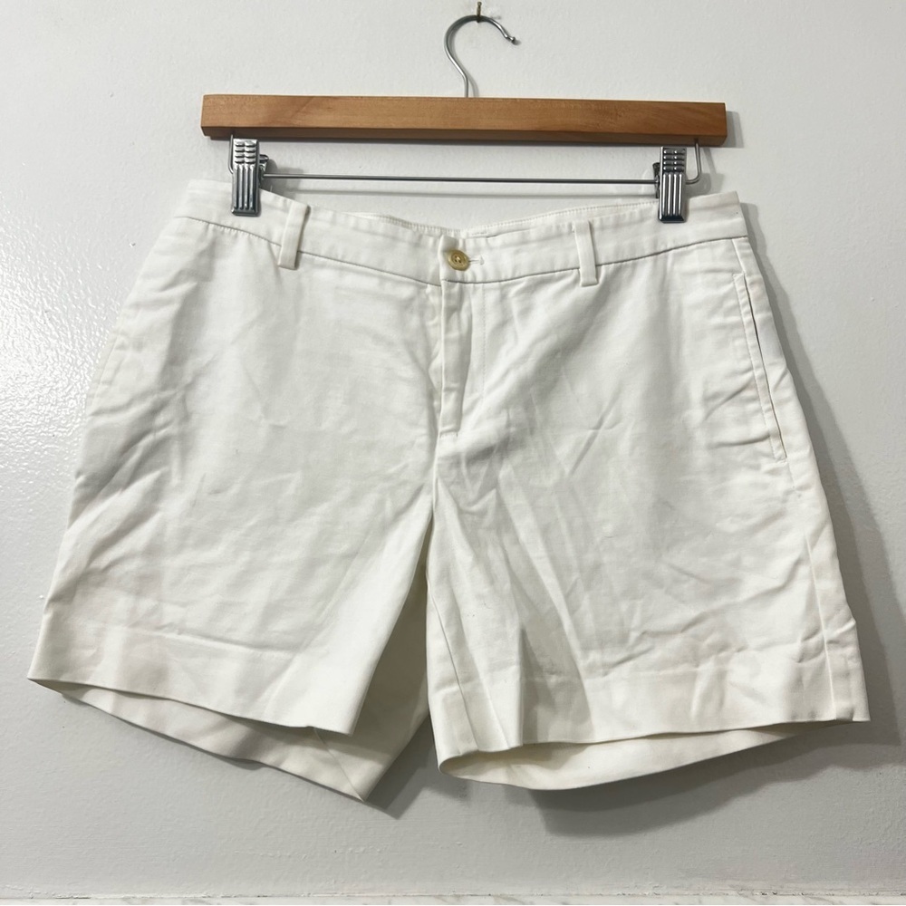 Lauren Ralph Lauren 2 White Pleated Minimalist Preppy Cotton Casual Chino Shorts